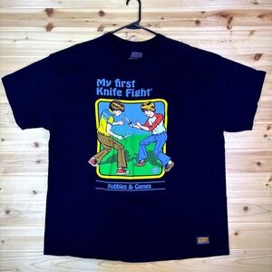 Steven Rhodes T-Shirt Mens XXL Black My First Knife Fight Short Sleeve Graphic